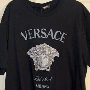 AUTHENTIC MENS VERSACE RHINESTONE MEDUSA T SHIRT SIZE SLIM 4XL....FITS 2XL $2150